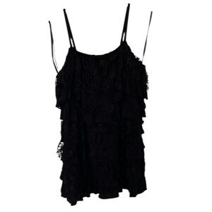 Kenar size large black tiered lace camisole with stretch NWT